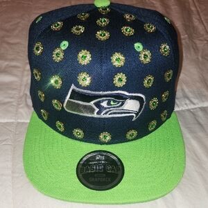 Seahawks Hat with Green Embellishments